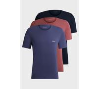 Boss 3 Pack Cotton Underwear T-Shirts With Logo Embroidered - Red / Blue / Dark