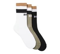BOSS 3 Pack Iconic Socks White Khaki Black
