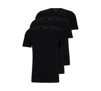Boss 3 Pack Logo-Embroidered Regular Fit Cotton T-Shirts - Black