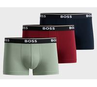 Boss 3 Pack of Stretch-Cotton Power Boxer Trunks - Red/Blue/Green