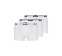 BOSS Mens Trunk 3P Power Three-Pack of Logo-Waistband Trunks in Stretch Cotton