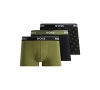 BOSS 3-Pack Power Boxer Trunks, Black/Khaki - Small