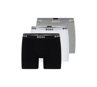 BOSS 3 Pack Power Cotton Stretch Boxer Briefs - Black/White/Grey
