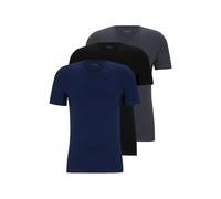 Boss 3 Pack Regular Fit Cotton T-Shirts Logo Embroidered - Black / Grey / Blue