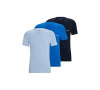Boss 3 Pack Regular Fit Cotton T-Shirts Logo Embroidered - Blues
