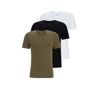 Boss 3 Pack Regular Fit Cotton T-Shirts Logo Embroidered - Green/Black/white