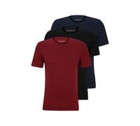 Boss 3 Pack Regular Fit Cotton T-Shirts Logo Embroidered - Red/Blue/Black