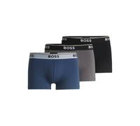 BOSS 3-Pack Regular Rise Power Boxer Trunks, Black/Blue/Grey - Medium