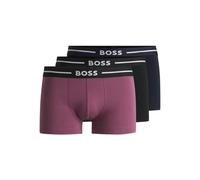 BOSS 3-Pack Stretch-cotton Trunks with Logo Waistbands, Black/Navy/Purple - X-Large