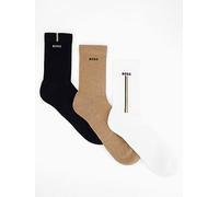 BOSS 3 Pack Vertical Line Crew Socks - Assorted, Assorted, Size 9-11, Men Assorted