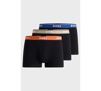 Boss 3PK Stretch-Cotton Trunks Black With Logo Waistbands