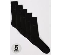 BOSS 5 Pack RS Uni Color Crew Socks, Black, Size 43-46, Men Black