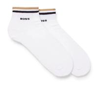 BOSS Two-pack of short socks with signature-stripe cuffs - Style 2P SH Stripe CC, 50491195 White 9-11