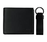BOSS Leather Wallet Keyring Gift Set Trifold Wallet/Keyring Black