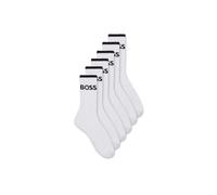 Boss 6 Pack Mens Stripe Sock - White Cotton - Size UK 9-12