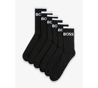 Boss 6 Pack Stripe Cotton Rich Ankle Socks Black