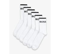 Boss 6 Pack Stripe Cotton Rich Ankle Socks White