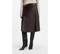 BOSS A-line nappa leather skirt with diagonal cut - Style Sekana, 50569088 Brown 10