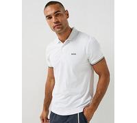 BOSS Active Slim-Fit Polo Shirt with Embossed Tennis-Ball Jacquard Pattern, White, Size S, Men White
