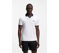 BOSS Active slim-fit polo shirt with signature-stripe details - Style PL_TOC Serve 2, 50559200 White S
