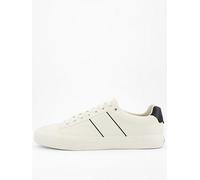 BOSS Aiden Pipe Trim Leather Lace Tennis Trainers, White, Size 40, Men White