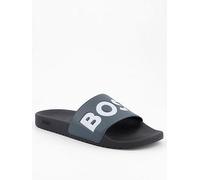 BOSS Aryeh Contrast Logo Sliders -Grey/White, Medium Grey, Size 7, Men Medium Grey