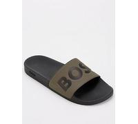 BOSS Aryeh Contrast Logo Sliders - Khaki, Open Green, Size 7, Men Open Green