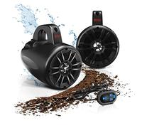 BOSS Audio BM40AMPBT 500 Watt (Per Pair), Bluetooth, Amplified, 4 Inch, Full Range, 2 Way, IPX5 Rated Marine Grade Roll Cage/Waketower Speaker Pods (Sold in Pairs), Wired Bluetooth Controller Included