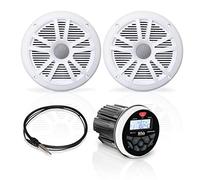 Boss Audio Systems MCKGB350W. 6 Marine-Gauge System with In-Dash Mechless AM/FM Receiver, Speakers & Antenna (White Speakers)