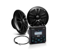 BOSS Audio Systems MCKGB450B.6 6.5 Inch Speakers & Marine Boat Gauge Stereo - Bluetooth Head Unit, No CD DVD Player, AM/FM Radio Receiver, NOAA Weather Band, IPX6 Weatherproof, USB