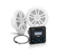 BOSS Audio Systems MCKGB450W.6 Weatherproof Marine Gauge Receiver and Speaker Package - IPX6 Receiver, 6.5 Inch Speakers, Bluetooth Audio, USB MP3, AM FM, NOAA Weather Band Tuner, No CD Player