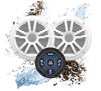 BOSS Audio Systems MG150W.6 Marine Speakers & Gauge Receiver (Built-in 2CH Amplifier) - IPX6 Weatherproof, Bluetooth Audio, No CD, USB, AUX Input, Speakers