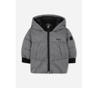 BOSS Baby Boys Flannel Effect Puffer Jacket in Grey - Grey - 9 Mths