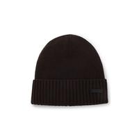 BOSS Beanie hat in virgin wool with logo plaque - Style Fati, 50495306 Dark Brown pcs.