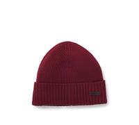 BOSS Beanie hat in virgin wool with logo plaque - Style Fati, 50495306 Dark Red pcs.