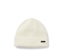 BOSS Beanie hat in virgin wool with logo plaque - Style Fati, 50495306 White pcs.