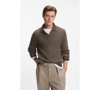 BOSS BECKHAM x BOSS polo-collar sweater with mouliné rib - Style Hacero_DB, 50555560 Brown M