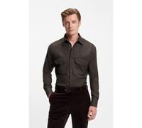BOSS BECKHAM x BOSS relaxed-fit shirt in virgin wool - Style H-CRUZ-KENT-2P_DB, 50554871 Brown XXL