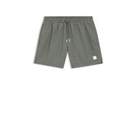 BOSS Mens Vibe Seasonal-Pattern Swim Shorts with Logo Label