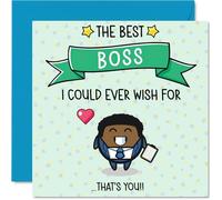 Boss Birthday Card - Best I Could Ever Wish For - Happy Birthday Card for Boss from Employee Colleague, 145mm Cute Bday Greeting Cards