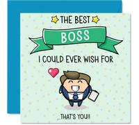 Boss Birthday Card - Best I Could Ever Wish For - Happy Birthday Card for Boss from Employee Colleague, 145mm Cute Bday Greeting Cards