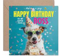 Boss Birthday Card - Pawsome Cake - Happy Birthday Card for Boss from Employee Colleague, 145mm cool dog Bday Greeting Cards