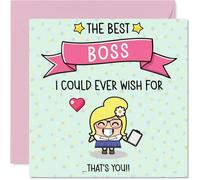 Boss Birthday Card - The Best I Could Ever Wish For - Happy Birthday Card for Boss from Employee Colleague, 145mm Cute Bday Greeting Cards