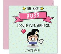 Boss Birthday Card - The Best I Could Ever Wish For - Happy Birthday Card for Boss from Employee Colleague, 145mm Cute Bday Greeting Cards