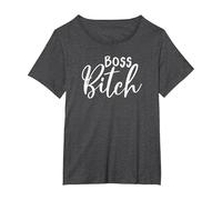 Boss Bitchs T Shirts Simple Stylish Boss Bitch Shirt T-Shirt, Women's Plus, Dark Heather Grey, 1X