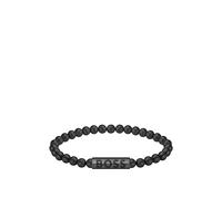 BOSS Jewelry Men's SPHERE METAL Collection Beaded Bracelet in Stainless Steel, Yellow Gold and Black