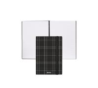 BOSS Black check-print A5 notebook with silver-foil logo - Style Notebook A5 Checkered Black Lined, 58818644 Black pcs.