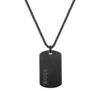 BOSS Black IP Stainless Steel 24 Inch ID Dog Tag Necklace