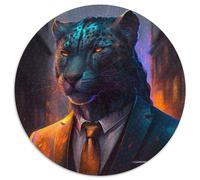 Boss Black Leopard Jigsaw Puzzles for Adults, 1000 Piece 1000 Piece Round Jigsaw Puzzle Brain Teaser Game, Interactive Family Game, Suitable for Ages 14+ 67.5x67.5cm