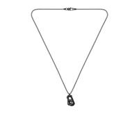 BOSS Black-plated necklace with metal link and leather tag - Style KODE, HB1580782 Black pcs.